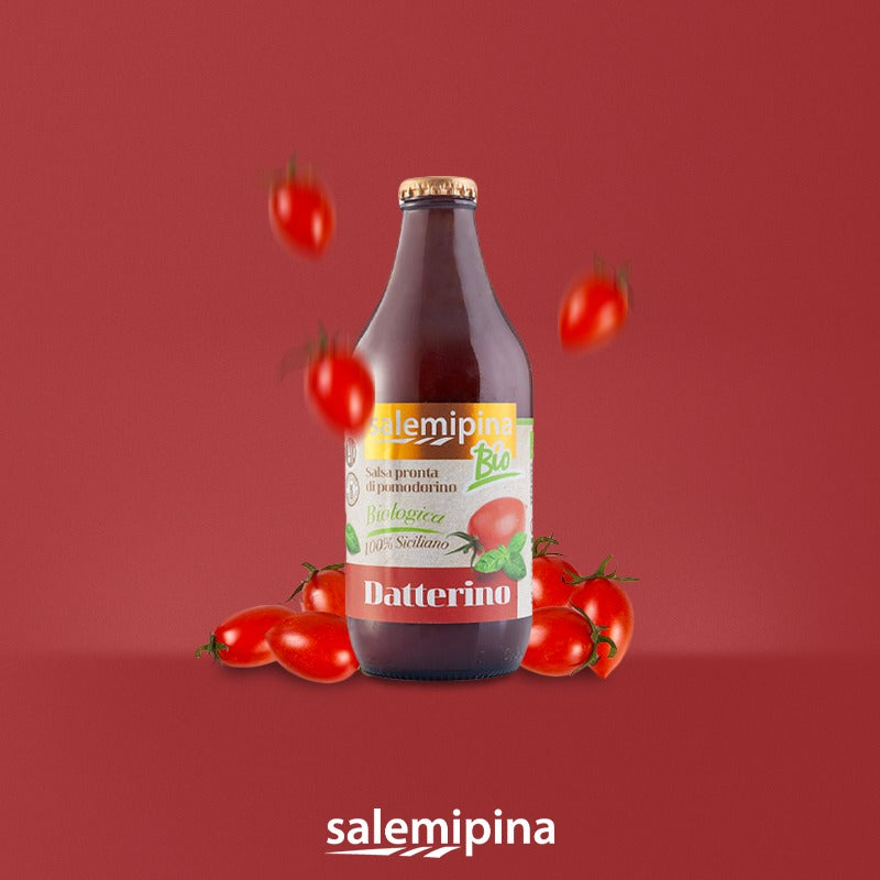 Salsa BIO din Roșii Datterino, Ulei de măsline extravirgin, SalemiPina, 330 gr