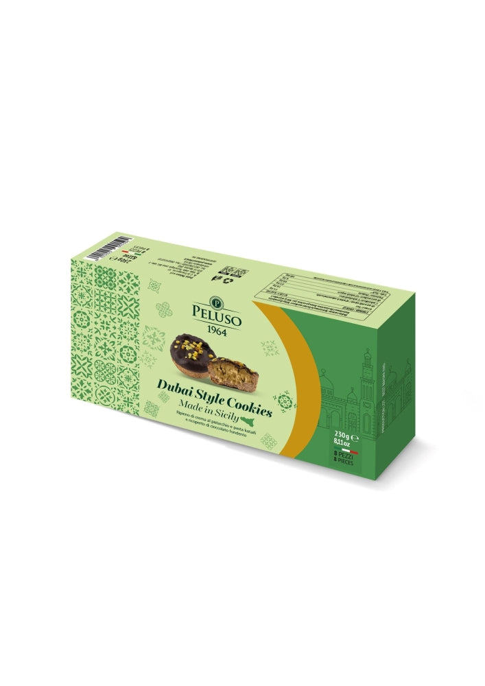 Biscuiti DUBAI COOKIES cu Fistic, Ciocolata si Kataif, PELUSO 230 GR