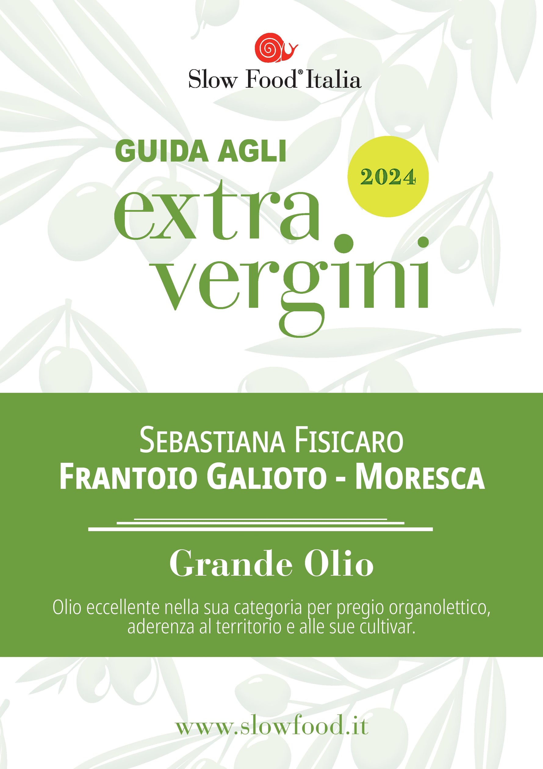 Ulei de Masline Extravirgin, Monocultivar, Castel di Lego, soi Biancolilla, Frantoio GALIOTO, 750 ml