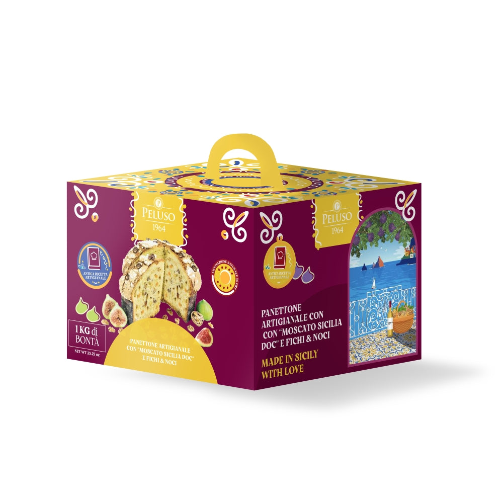PANETTONE Artizanal Sicilian, cu Nuci Smochine si Muscat, PELUSO, 1 Kg