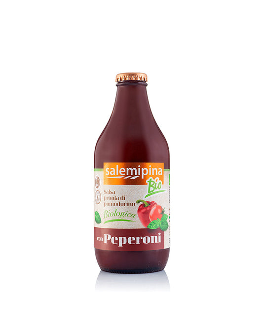 Salsa Peperoni BIO din Roșii, Ardei, Ulei de măsline Extravirgin, Salemi Pina, 330 gr