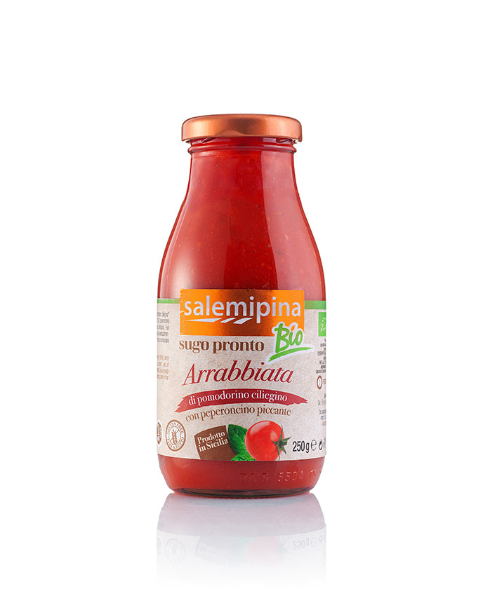 Sos Arrabbiata Roșii Cherry BIO și ulei de măsline extravirgin, SalemiPina, 250 gr
