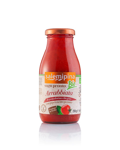 Sos Arrabbiata Roșii Cherry BIO și ulei de măsline extravirgin, SalemiPina, 250 gr