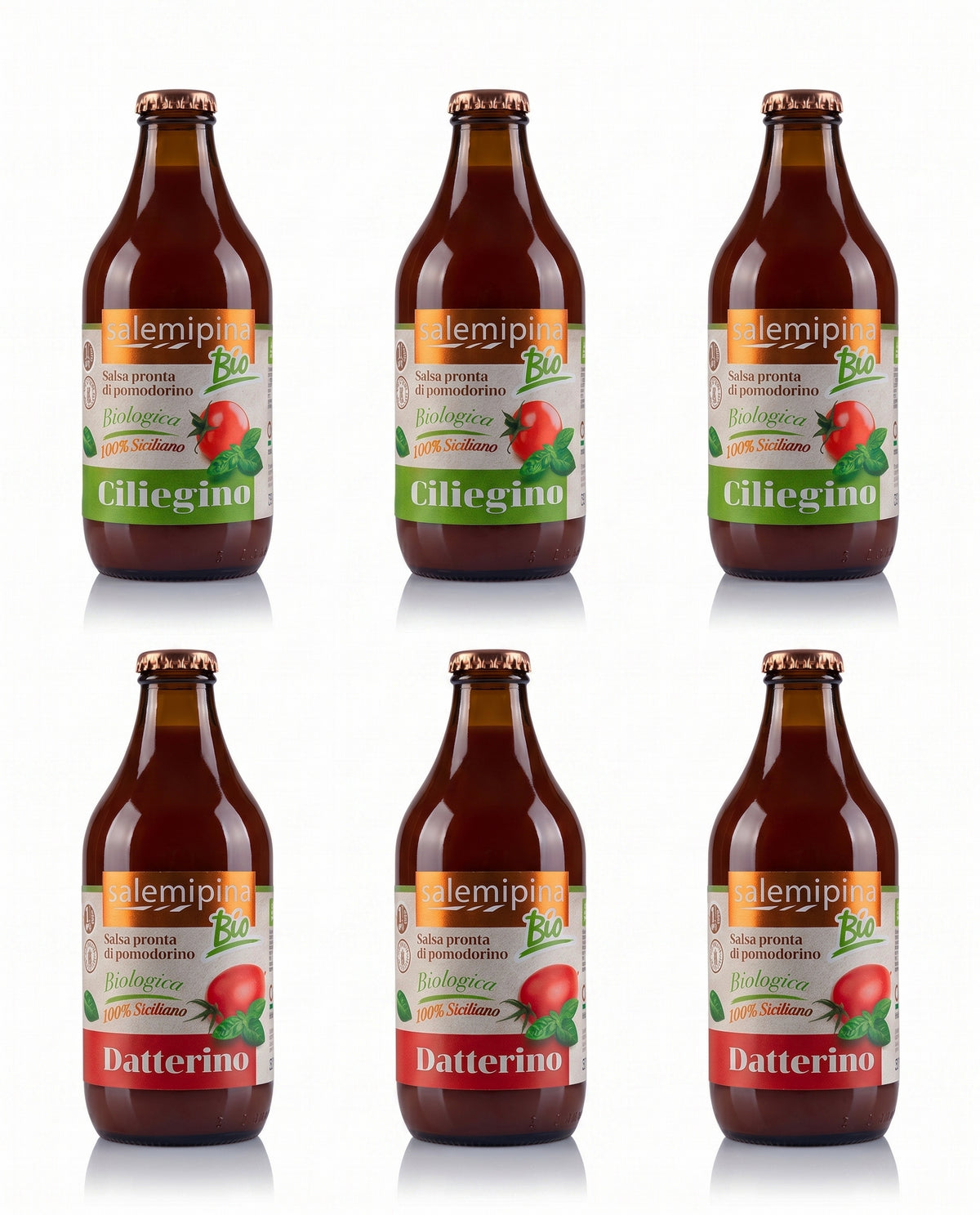 Set Salsa BIO 330 gr x 6 - Roșii Cherry x 3; Roșii Datterino x 3, Salemipina