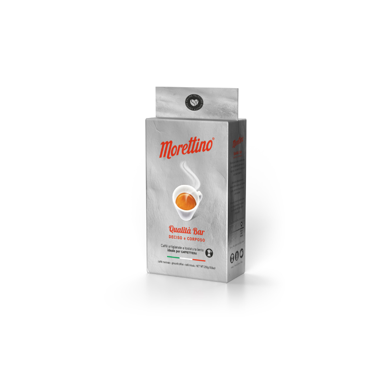 Cafea macinata 250 gr, cafea italiana online, cafea italiana macinata, cafea qualita bar macinata 250 gr, cafea morettino macinata