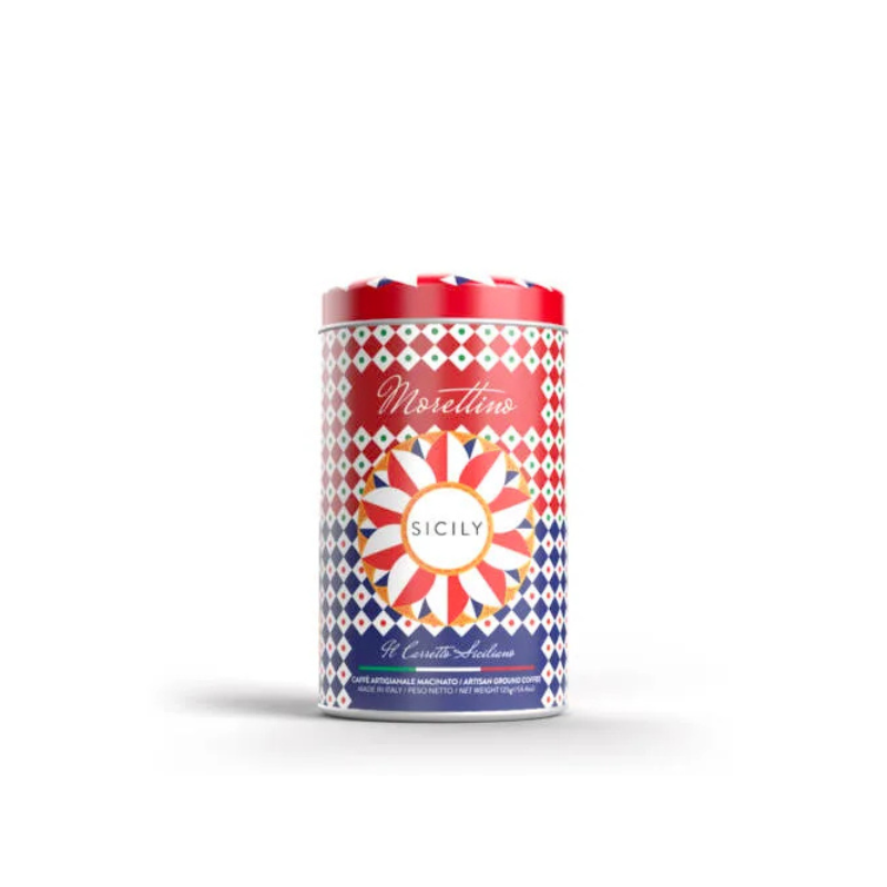 Cafea Macinata artizanala Carretto, Sicilia, cutie cadou aluminiu, MORETTINO, 250 gr