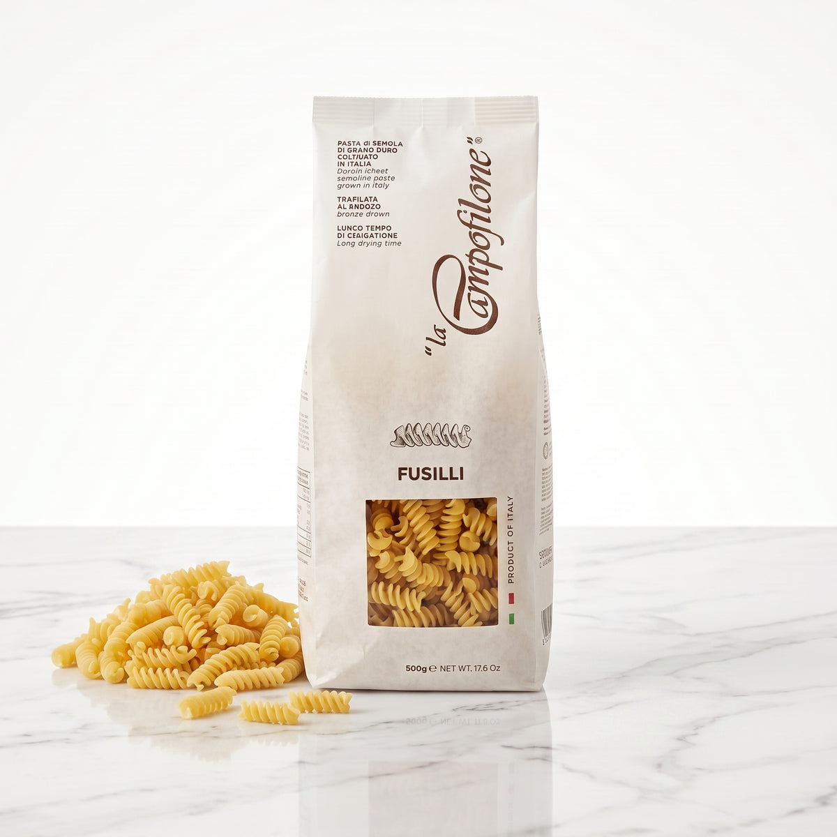Set Paste 500 gr x 6 din Grau Dur Italian  - Rigatoni x 2; Fusilli x 2; Spaghetti x 2, La Campofilone