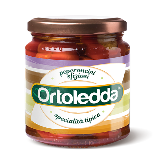 Ardei usor picanti umpluti cu Ton, in ulei, Ortoledda, 280 gr