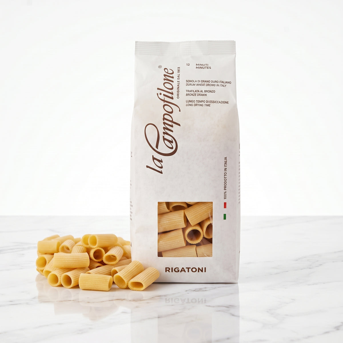 Set Paste 500 gr x 6 din Grau Dur Italian  - Rigatoni x 2; Fusilli x 2; Spaghetti x 2, La Campofilone