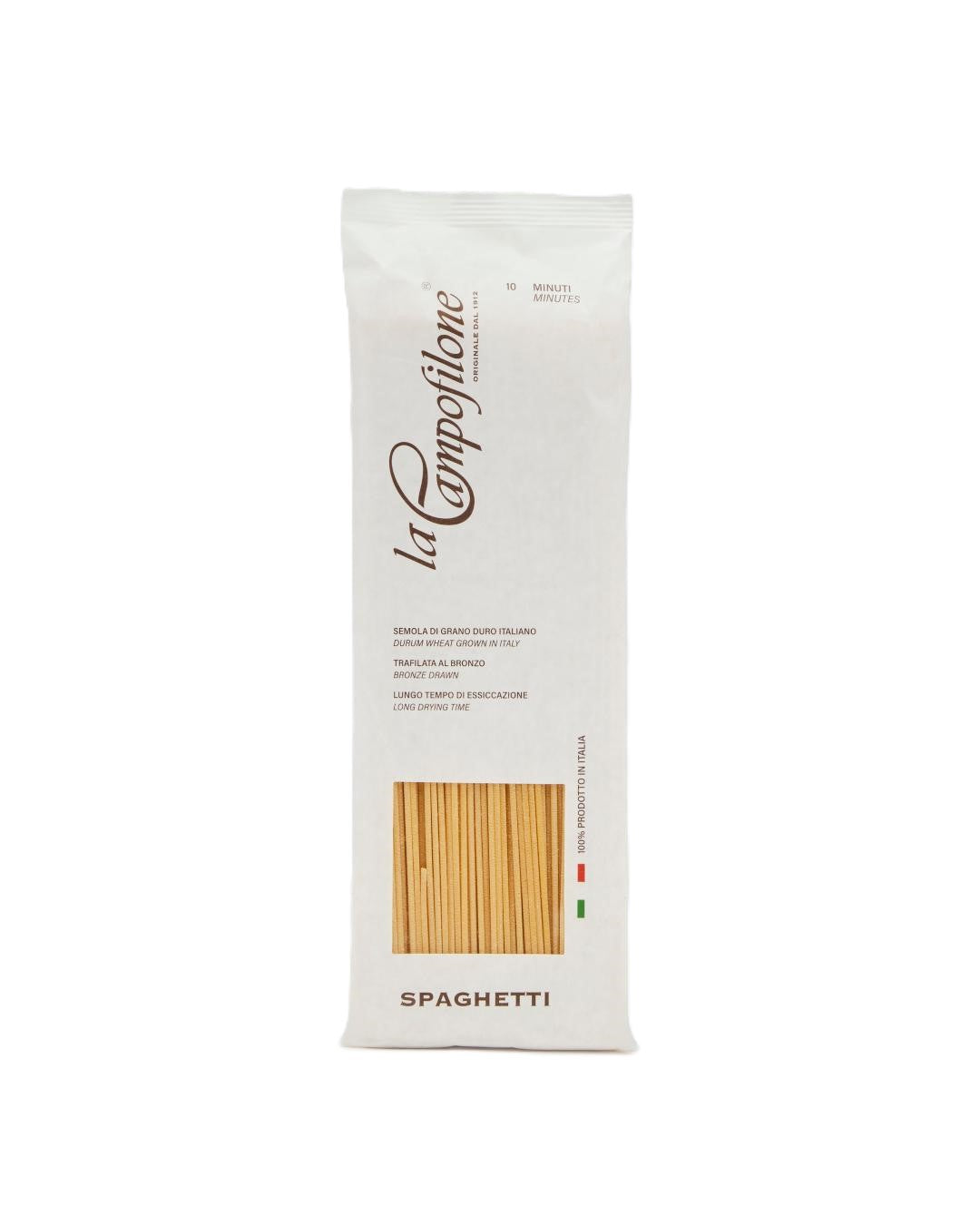SPAGHETTI Paste din grau dur de calitate 100% italian, trafilate in bronz, La Campofilone, 500g